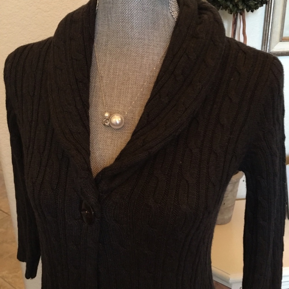 Brown cable cardigan - Picture 2 of 3